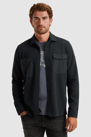 overshirt met textuur donkerblauw