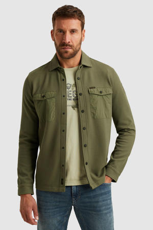 overshirt met textuur donkergroen