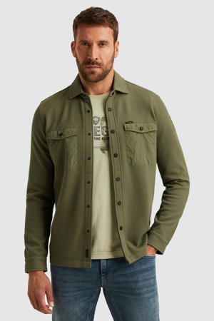 overshirt met textuur donkergroen