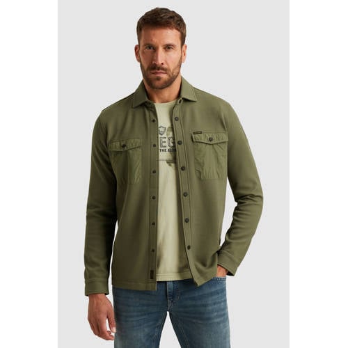 PME Legend overshirt met textuur donkergroen afbeelding