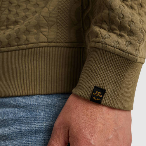 PME Legend sweater met kabels kaki afbeelding
