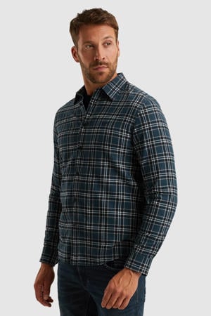regular geruit casual overhemd blauw