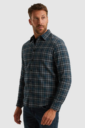regular geruit casual overhemd blauw