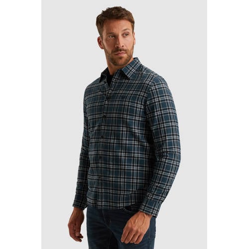PME Legend regular geruit casual overhemd blauw afbeelding