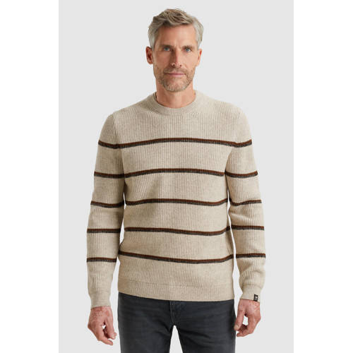 Vanguard gestreepte trui met wol met ingebreid patroon beige afbeelding