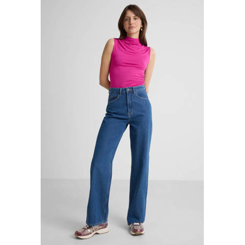 Anytime high waist loose wide leg jeans mid blue afbeelding