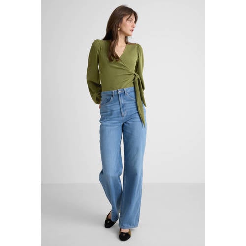 Anytime high waist loose wide leg jeans light blue afbeelding