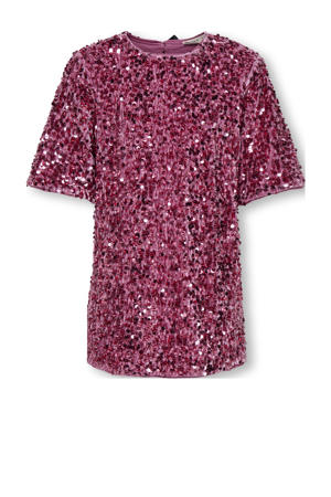 korte jurk met pailletten roze