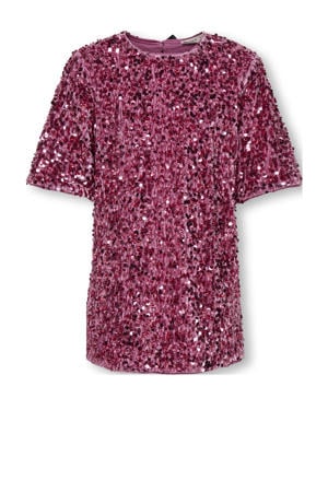 korte jurk met pailletten roze