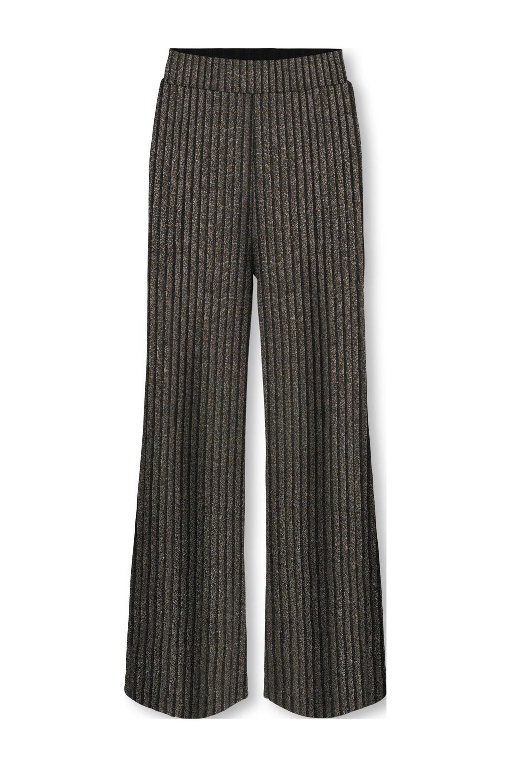 Zwart en gouden meisjes KIDS ONLY GIRL wide leg casual broek lichtgoud met strepenprint