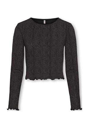 glitter top zwart/roze