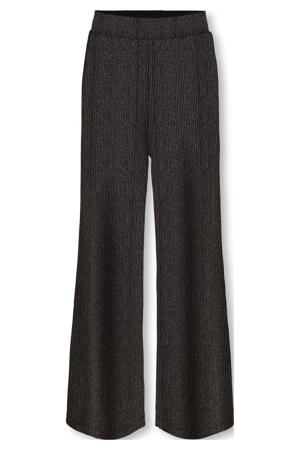 wide leg casual broek zwart/roze