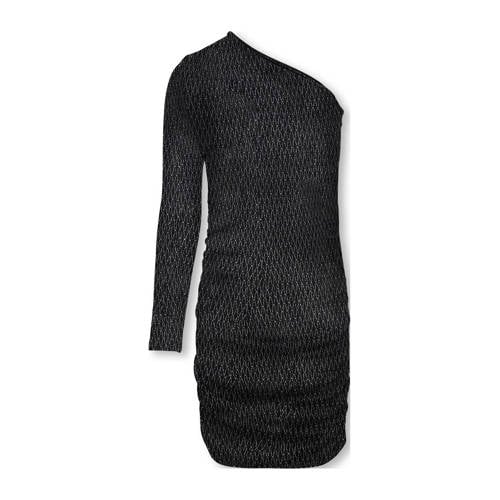 KIDS ONLY GIRL one shoulder jurk met glitters zwart/zilver afbeelding
