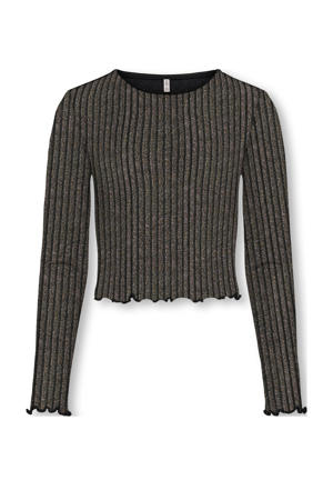 glitter top zwart/lichtgoud