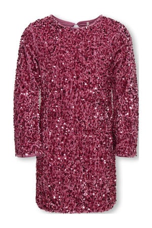 midi jurk met pailletten roze
