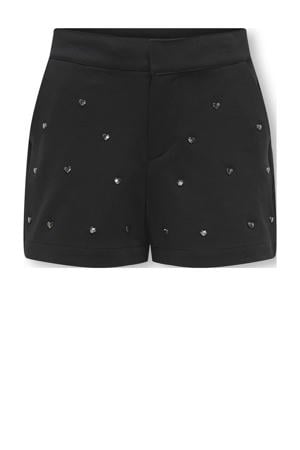 straight casual short met hartjes zwart
