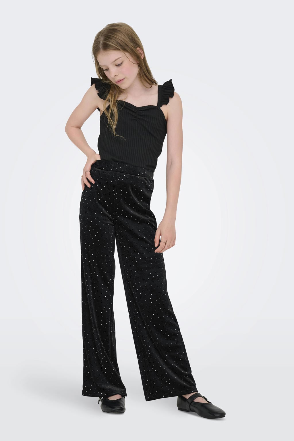 Zwarte meisjes KIDS ONLY GIRL fluwelen wide leg casual broek