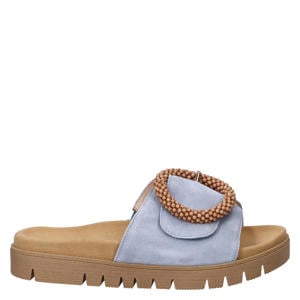 suede slippers chunky licht blauw