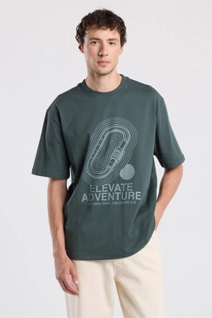 relaxed T-shirt grijsgroen