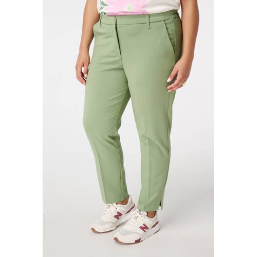 MS Mode slim regular waist pantalon lichtgroen afbeelding