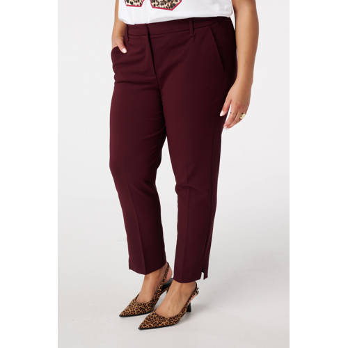 MS Mode slim regular waist pantalon donkerrood afbeelding
