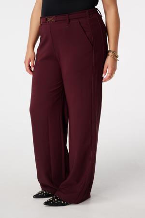 wide leg high waist pantalon donkerrood