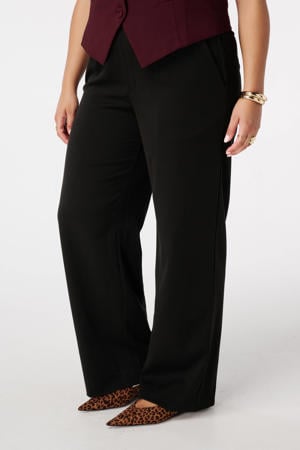 wide leg high waist pantalon zwart