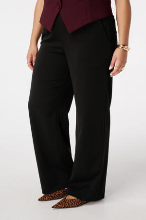 wide leg high waist pantalon zwart