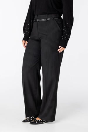 wide leg high waist pantalon zwart