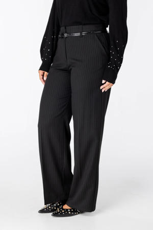wide leg high waist pantalon zwart