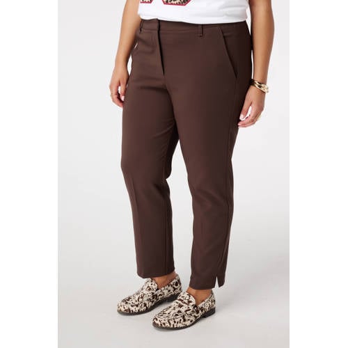 MS Mode slim regular waist pantalon donkerbruin afbeelding