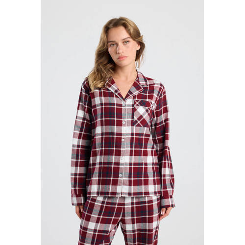 America Today flanellen pyjama Morgan donkerrood/wit afbeelding
