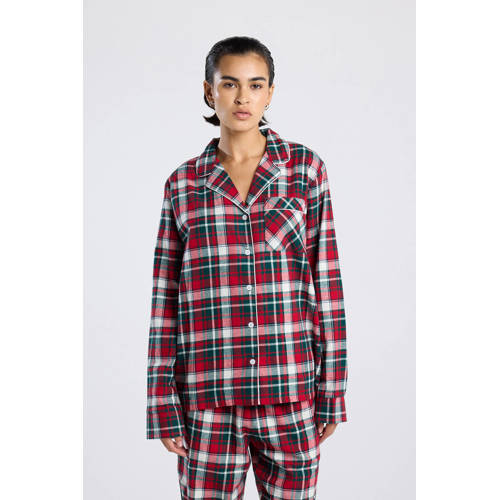 America Today flanellen pyjama Morgan rood/wit/groen afbeelding