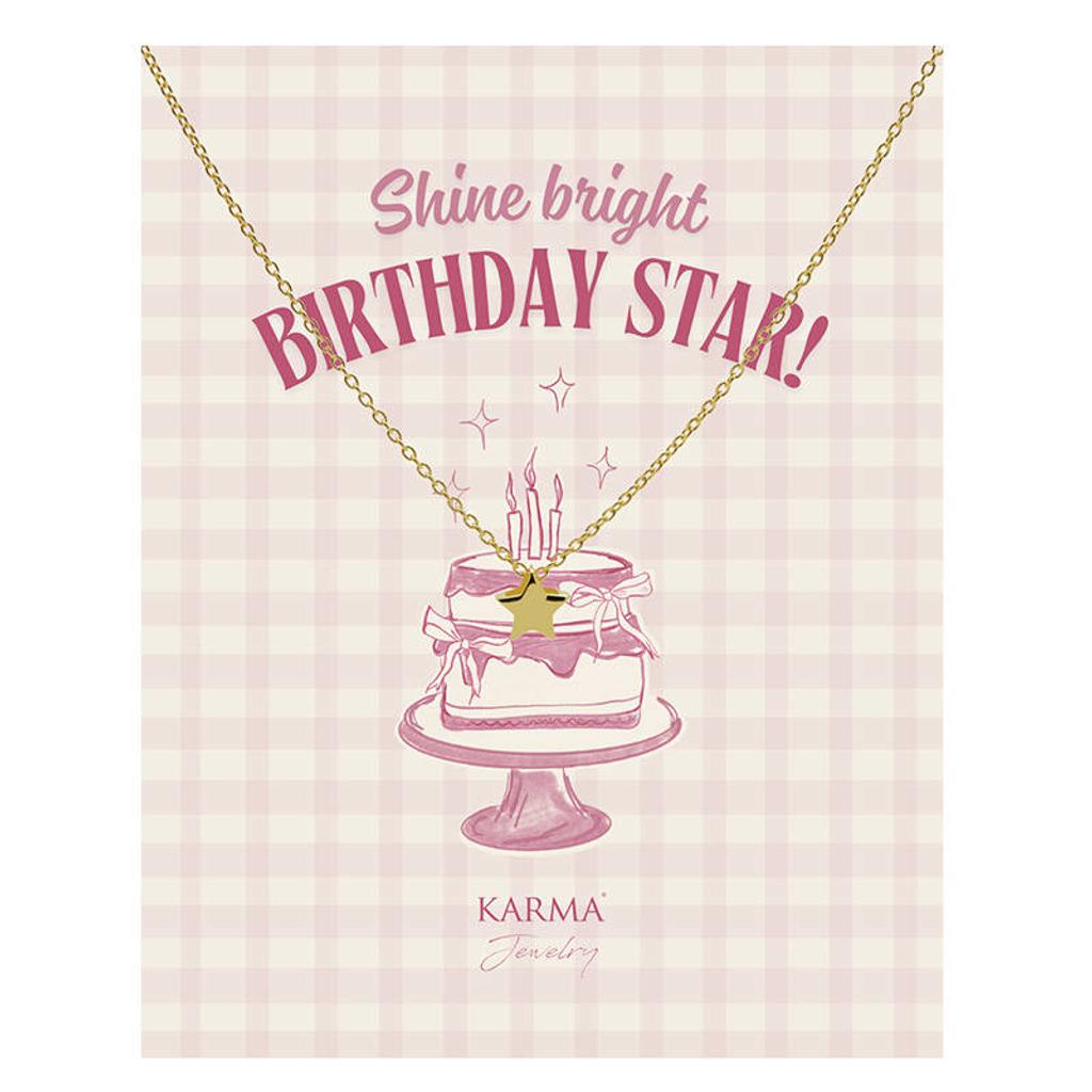 KARMA Jewelry gold plated ketting Star + giftcard Birthday Star
