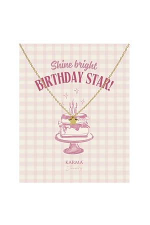gold plated ketting Star + giftcard Birthday Star