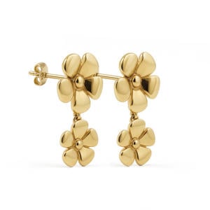 gold plated oorbellen Plain Flower