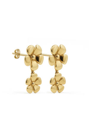 gold plated oorbellen Plain Flower