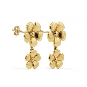 gold plated oorbellen Plain Flower