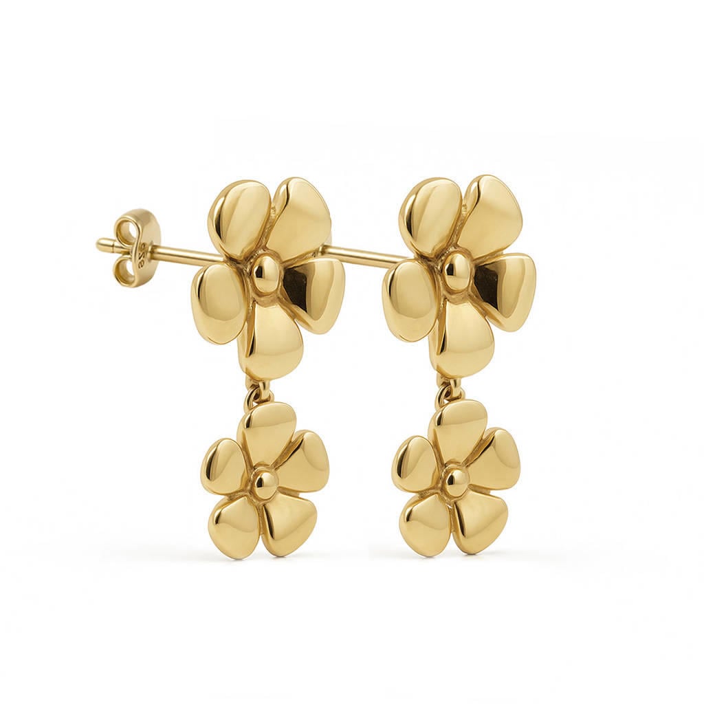 KARMA Jewelry gold plated oorbellen Plain Flower