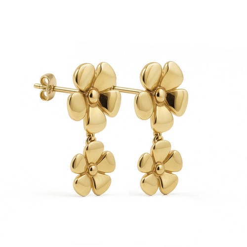 KARMA Jewelry gold plated oorbellen Plain Flower afbeelding