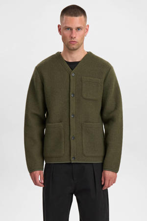 overshirt met wol donkergroen