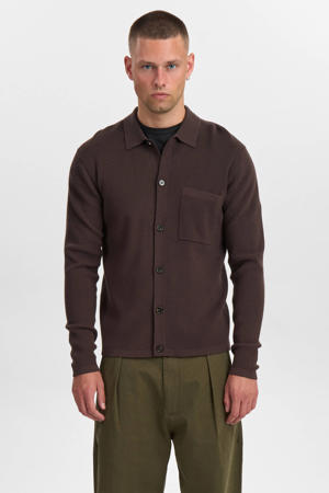 vest rib gebreid bruin