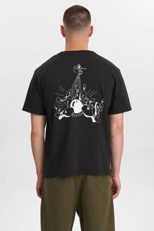 relaxed T-shirt met backprint zwart