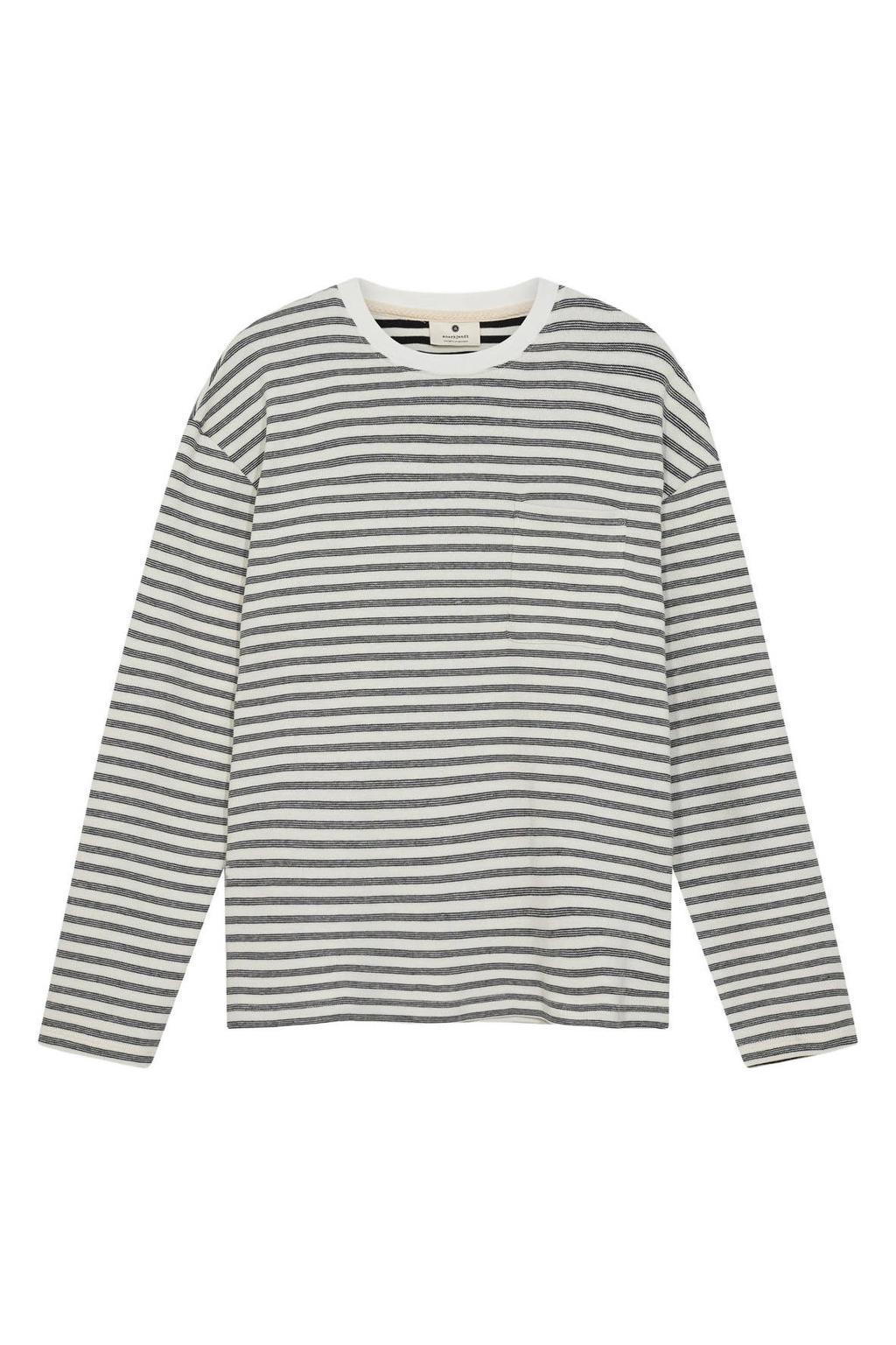 Ecru heren Anerkjendt gestreepte longsleeve van katoen met lange mouwen en ronde hals