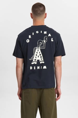 relaxed T-shirt met backprint donkerblauw