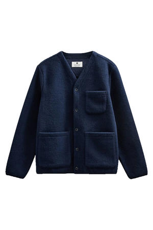 overshirt met wol donkerblauw