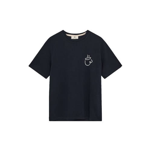 Anerkjendt relaxed T-shirt met backprint donkerblauw afbeelding