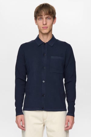 vest rib gebreid donkerblauw