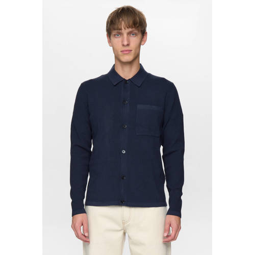 Anerkjendt vest rib gebreid donkerblauw afbeelding