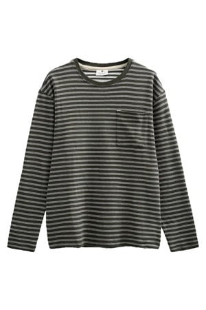 gestreepte longsleeve donkergroen